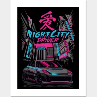 Nissan 350z Night City Driver Posters and Art